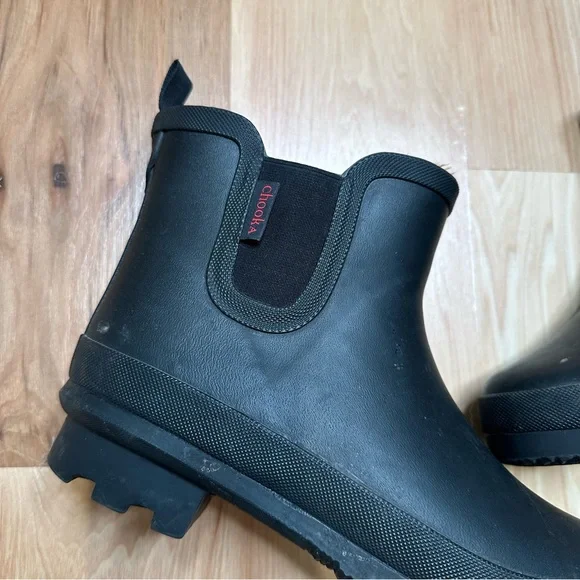 Chooka Black Rubber Ankle Rain Boots Booties size 8 - Picture 2 of 6